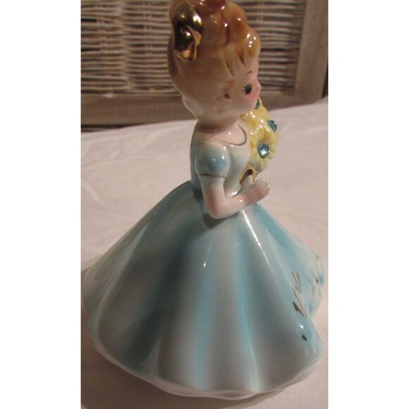 Josef originals birthstone girl figurine blue March aquamarine teal - Picture 4 of 8